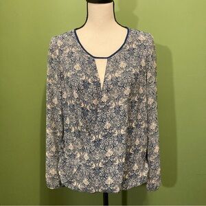 Max Studio Blue and Cream Floral Blouse